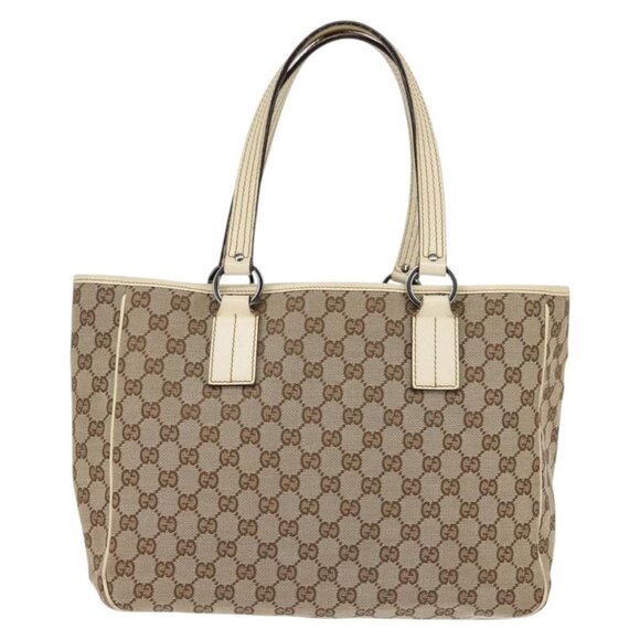 GUCCI GG Canvas Tote Bag Beige Silver 113017 Auth - Picture 12 of 14